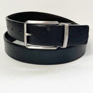 Reversible Mens Leather Belt Stainless Steel Buckle Black Brown Size 36 Elegant